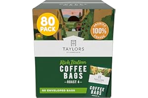 Taylors of Harrogate, Roast 4, Rich Italian Ground Coffee Bags, 80 Enveloped Bags (Pack of 1)