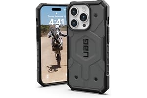 URBAN ARMOR GEAR UAG - Custodia compatibile con iPhone 15 Pro da 6,1 pollici, con magnete integrato, colore argento, compatibile con ricarica MagSafe, robusta custodia protettiva a prova di caduta di