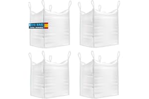 BIBODU Sacos Big Bag 1000kg (4 UNIDADES) | Sacos para Escombros 90x90x90 cm | Big Bags Resistentes & Reutilizables | Sacas 1000kg perfectas para Obra, Jardin, Arena, Residuos y Madera