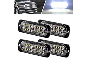Teguangmei 4X20LED Super Lumineux Stroboscopique D'avertissement D'urgence LED Lumière de Secour en Surface Lumière Stroboscopique Pour Remorques de Véhicules de Construction 12-24V(Blanc)