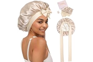 Coubeau 100% jedwabny czepek pod prysznic dla kobiet (szampan/beż)