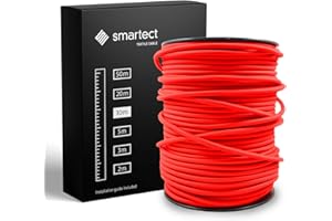 smartect Cable Textil en Color Rojo, Cable Electrico 3 Hilos de 10 Metros (3 x 0,75 mm²) Cuerda para Lampara con Revestimiento Textil para su Proyecto DIY