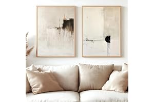 Minimalistisk svartvit abstrakt väggkonst modern beige enkel geometrisk konsttryck neutrala posters för heminredning (50x70cm/2 st ramlösa)