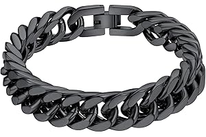 ChainsHouse Mens Heavy Chunky Bracelets Polished Double Curb Cuban Link Chain 316L Stainless Steel/Gold/Black Plated Punk Rapper Boys Biker Jewelry, Wide: 8/12/ 17 mm ; Length: 19-23 cm