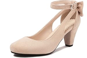 elerhythm Mary Jane Bow Closed Toe Vintage Pumps Tacchi Gatsby Victorian anni '20 Faux Camoscio Scarpe