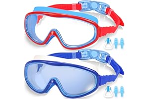 EasYoung 2-Pack Kids Swim Goggles, Swimming Goggles for Children and Early Teens from 3 to 15 Years Old, Wide Vision, Anti-Fog, Waterproof, UV Protection