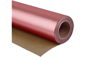 RUSPEPA Rouleau De Papier D'Emballage Cadeau - Basics Pour Fibres De Bois Écologiques - Rose Doré Brillant Pour Anniversaire, Vacances, Papier Cadeau De Mariage - 76 cm X 5 m