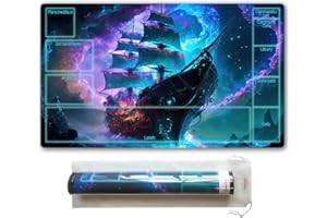 SIXTORE MTG Playmat with Free Plastic Storage Tube and Bag - Stitched Field Rules Zones Play Mat for MTG Card Game Playing for Beginner (MTG2)