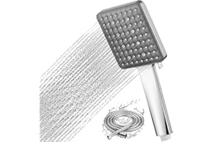 Shower Head and Hose, iSophiNet High Pressure Shower Heads with 6 Sprays Large Shower Head with Hose Set 1.5m Universal Power Shower Head for Low Pressure Handheld Water Saving ShowerHead, Chrome
