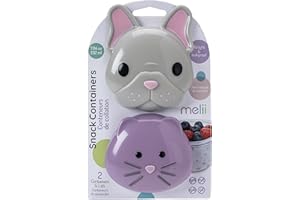 melii Animal Snack Container Two Pack (Bulldog & Cat, Frosted Container)