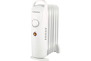 Schallen Portable Electric Slim Oil Filled Radiator Heater for Home and Office Use with Adjustable Temperature Thermostat, 3 Heat Settings & Safety Cut Off (White, 800W | 6 Fin)
