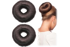 TULEBOLIAN 2 StüCk Donut Duttkissen,PerüCkenwickler Hair Bun Maker​ Set,Haarstyling Frisurenhilfe Set,Donuts BröTchen Geeignet,FüR Frauen Und MäDchen,7cm Durchmesser(Dunkelbraun)