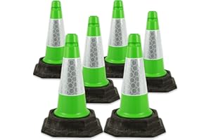 STREET SOLUTIONS UK Pack of 6 Premium - Quality Road Traffic Cones 460mm - Strong and Durable Self Weighted Safety Cone with very low center of gravity - Made in the U.K (GREEN)