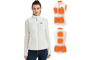 Hecusma Polaire Gilet Chauffant Femme avec 16000mAh 7.4V Batterie incluse, Polaire Femme Gilet Chauffant Electrique, Sherpa Gilets pour Ski Extérieur