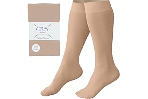 CRS Cross Figure Skating Socks. 2 Pair Knee High Tights. Premium Footed Ice Skate Dance Socks in a Variety of Colors.
