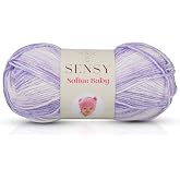 Sensy Premium Softee Baby El &Ouml;rg&uuml; Ipi Elit Baby Hırka Kazak Ip Atkı Patik Bebek Battaniye Ipi (Mor Batik)
