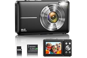Digitalkamera 1080P 44MP Vlogging Kamera für Kinder Jugendliche, FHD Kompaktkamera Fotokam