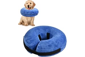 CLEMINSTA Collier Gonflable de rétablissement de Chien,Réglable de Collier pour Chien de Chirurgie ou de Blessures,Collier Gonflable de Protection pour Chiens et Chats ne Bloque Pas la Vision (70, Grammes)