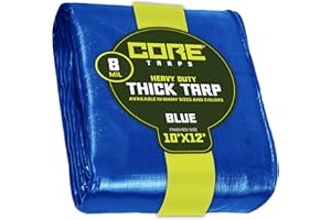 Core Tarps Lona de protección Lona Impermeable con Ojales, (3m X 3.65m, 155 g/m²) 8 Mil, Funda Protectora para Techo, Barco, Muebles, Jardín, Piscina, Coche,Azúl