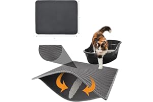 FXXSWEY Estera de Arena para Gatos, Alfombra para Gatos Arena, Cat Litter Mat, Impermeable Alfombra de Basura de Doble Capa (S)