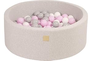MEOWBABY Bällebad Baby - Rund 90x30cm Ball Pit für Kinder ab 1 Jahr mit 150 Bälle - Weiches & Sicheres Bällepool, Cotton, Hellgrau