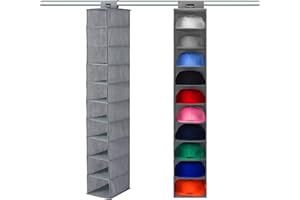 VAESIDA Hat Rack & Hat Storage for Baseball Caps - 10 Shelf Hanging Closet Wardrobe for Baseball Hat Storage Holder - Baseball Cap Storage Organiser Suitable All Types Hats
