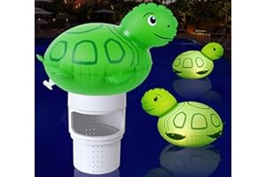 LANSUPER DeeprBling Chlor Dosierschwimmer, Große Chlorspender Pool Chlor Schwimmer mit Aufblasbare Schildkröte Solarlicht, Faltbar Chlordosierer für Pool, Chemikalien Spender Pool Dosierschwimmer