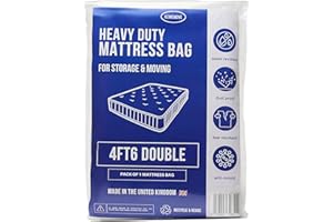 KEINEMOVE Double Size Mattress Bag - Moving and Storage - 4ft6 – 1 Pack - Heavy Duty - Mattress Cover for Moving - Plastic Mattress Cover - Storage Bag - Water Resistant, Dust Proof, Tear Resistant, Anti-Mould