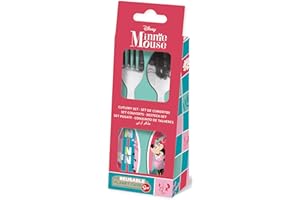 TATAWAY IN VIAGGIO SI CRESCE Tataway Set de 2 cubiertos Disney Minnie de acero inoxidable rosa para niñas con puntas redondeadas