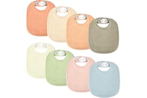 AOOTE Bavoirs Bébé Naissance, 8PCS Bavoirs Bébé Mousseline Foulard, Mousseline Foulard Bavoir Bebes Réglables, Coton Doux Absorbant Respirent Nourrissons Pour Filles Garçons Bave Et Dentition