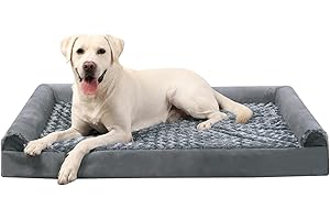 KSIIA Legowisko dla dużych psów ortopedyczne, Łóżko dla psa, poduszka dla psa 121x76x18cm zdejmowana sofa dla psa, zmywalne antypoślizgowe, XXL Szary