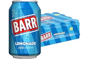 BARR 24 Pack Perfect Lemonade, Lemon Flavoured Fizzy Drink, Sparkling Fizzy Pop, 24 x 330ml Cans
