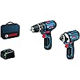 Bosch Professional 12V System Cordless Combi Drill GSB 12V-15 + Impact Driver GDR 12V-105 (incl. 2x2.0Ah Battery + Charger GAL 12V-40, in Bag)