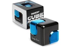 bopster Fidget Cube Spinner | Anodised Metal Hand Spinner | Sensory & Stress Relief Toy for Kids & Adults | ADHD, ADD, Autism Black & Blue