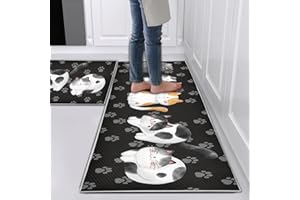 Hoimlm Kitchen Rug Set 2 Piece Non Slip and Anti Fatigue Kitchen Mat, Washable Mats and Rugs for kitchen,Hallway Runner Set, Dining Room, Entryway and Home Decoration Office