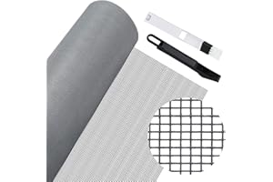 FIGFYOU Fliegengitter Meterware 120*250cm Fliegennetz Fiberglas Fliegengitter Fenster Insektenschutz Fliegenschutzgitter Gewebe Schneidbar Ersatznetz mit Fensterputzbürste für Fenster Dachfenster Tür