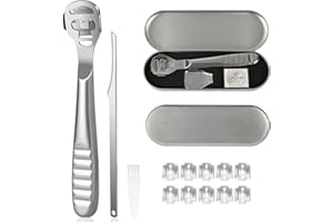 URAQT Skrobak do stóp, pilnik do stóp, przyrząd do usuwania zrogowaciałego naskórka, golarka do stóp, stal nierdzewna, twarda skóra, pięta, usuwanie zrogowaciałego naskórka, zestaw do pielęgnacji