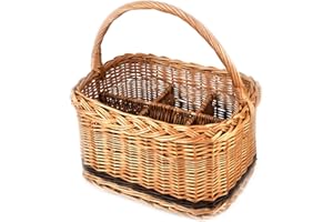 MyBer® Weidenkorb stabiler Flaschenkorb Tragekorb Korb aus Weide für 6 Flaschen K9-121-3