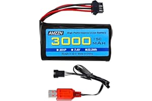 AMZZN 7.4V 3000mah 15C 2S SM-4P Plug Li ion batterie avec chargeur USB pour EC08 DE85 RC voiture,Camion RC navire télécommande drone ingénierie véhicule batterie de secours