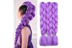 YAMEL Braiding Hair Extension,Kanekalon Braiding Hair for Braiding Crochet Twist Box Braids Hair 24Inch 3pcs Bright Purple Jumbo Braiding Hair