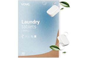 Vove | Eco-Friendly Laundry Detergent Tablets | 30 Tabs | Washing Liquid, Laundry capsules, Washing Powder | Biodegradable & Powerful Stain Fighter | Vegan & Cruelty-Free | Fragrance free |