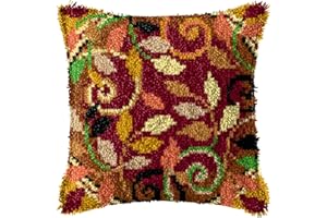 SKTWOE Kissenbezug Knüpfset Knüpfteppich Für Kinder Und Erwachsene Anfänger Knüpfkissen Zum Selber Knüpfen Knüpfteppiche Kreuzstich Kreativ Set Latch Hook Kit Pflanze 43Cm X 43Cm