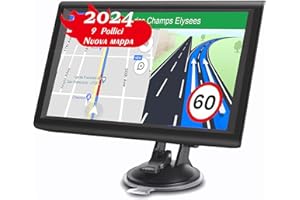 NAVRUF GPS Navigatore Satellitare per Auto Camion, 9 Pollici Touchsceen Navigatore 8GB 256MB con POI Avviso autovelox Guida vocale Lane Programma gratuito a vita Aggiornamento UE e Nord America