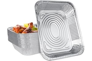 SENENQU 30PZ Vassoi Alluminio Grandi con Coperchio Per Griglia​​ 3500ML- Teglie Alluminio Barbecue Sa e Getta Per Barbecue Cucina Grigliare Ristorazione - 320x260x60MM