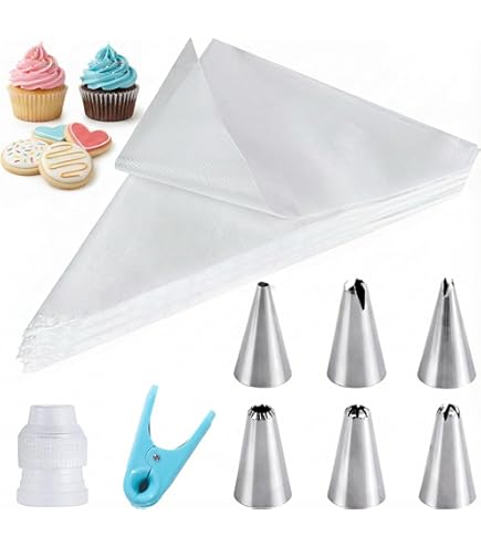 Spritzbeutel Set – 20 Einweg-Beutel Mit 3 Spritzen (Tüllen) Für Torten & Sahne