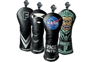 GOOSE GOLF Couvre-Clubs de Golf pour Driver Bois et Hybride - Compatible avec Toutes Les Marques, Fermeture élastique - Covers premium - Capuchons à intérieur doux et molette d'identification - Protège les clubs