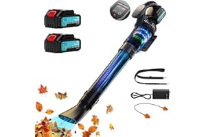 Olubfdh 21V Akku Laubbläser 255Km/h 1070m³/h, Max 38000RPM, mit 2×4.0Ah Akku und Ladegerät, LCD-Anzeige, 3-Gang Kabelloser Elektrischer Laubbläser für Garten, Rasenpflege, Schneeräumung (Grau)