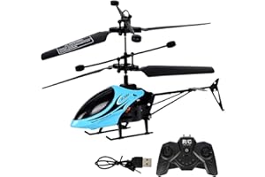CUSROS Rechargeable Fall-Resistant Remote Control Helicopter Aircraft Toy Birthday Festival Gift for Kids Adult Indoor Outdoor Play - Blue