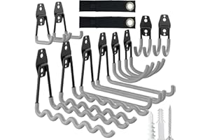 HSTMYFS Garage Hooks, Heavy Duty Garage Storage Hooks, 10 Pack Steel Wall Hooks for Hanging Bikes, ladder, Garden Tools (Grey)
