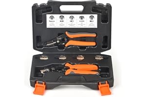 IWISS iCrimp SN zestaw narzędzi z grzechotką z 5 szybko zmieniającymi się matrycami do złącza MC4, izolowany i nieizolowany terminal, złącze Duponta beczka tuleja końcowa